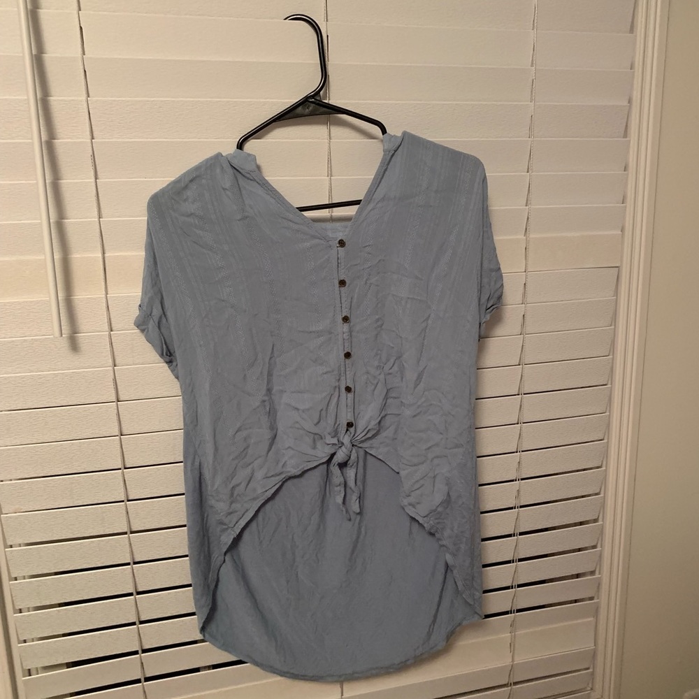 Tie front blouse with buttons